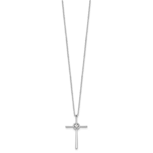 Sterling Silver Diamond Eternal Life Cross Necklace 16"