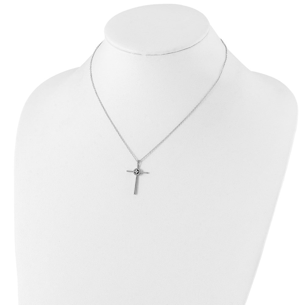 Sterling Silver Diamond Eternal Life Cross Necklace 16"
