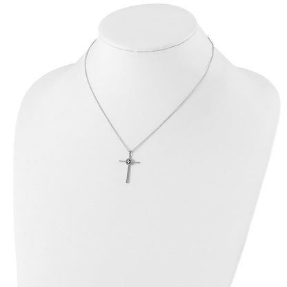 Sterling Silver Diamond Eternal Life Cross Necklace 16"