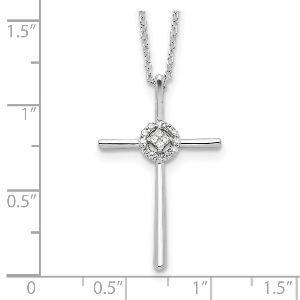 Sterling Silver Diamond Eternal Life Cross Necklace 16"