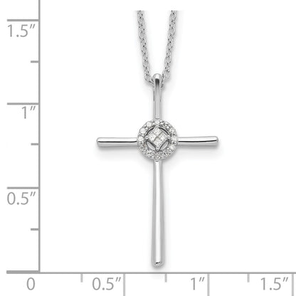 Sterling Silver Diamond Eternal Life Cross Necklace 16"