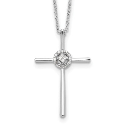 Sterling Silver Diamond Eternal Life Cross Necklace 16"