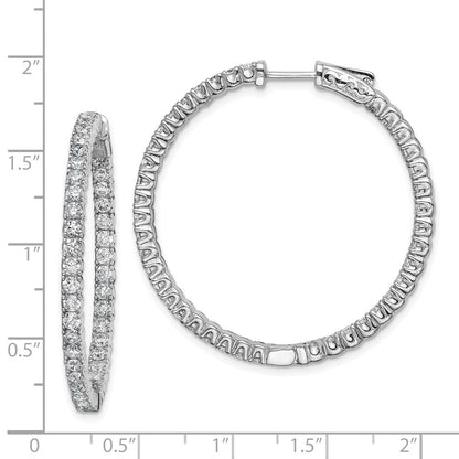 Sterling Silver Rhodium-plated 2.25mm CZ In and Out Hinged Hoop Earrings