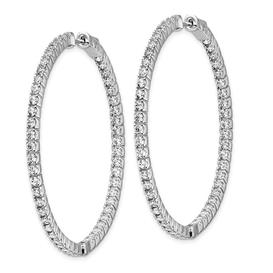 Sterling Silver Rhodium-plated 1.9mm CZ In and Out Hinged Hoop Earrings