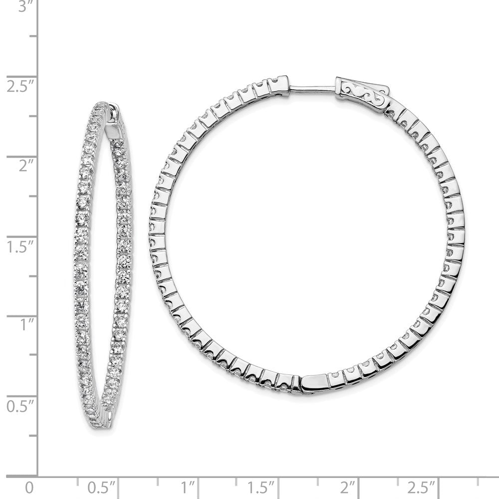 Sterling Silver Rhodium-plated 1.9mm CZ In and Out Hinged Hoop Earrings