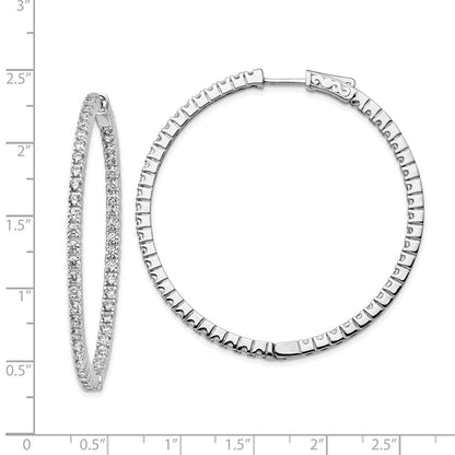 Sterling Silver Rhodium-plated 1.9mm CZ In and Out Hinged Hoop Earrings