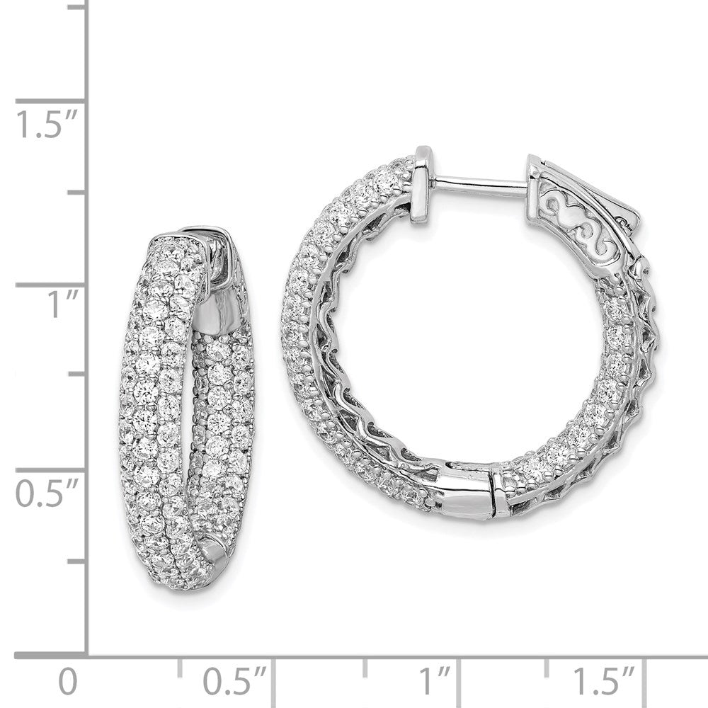 Sterling Silver Rhodium-plated 1.7mm CZ In and Out Hinged Hoop Earrings