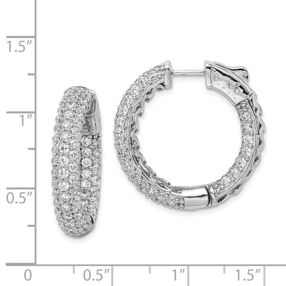 Sterling Silver Rhodium-plated 2.0mm CZ In and Out Hinged Hoop Earrings