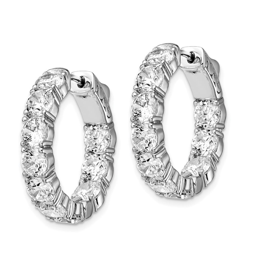Sterling Silver Rhodium-plated 4.25mm CZ In and Out Hinged Hoop Earrings