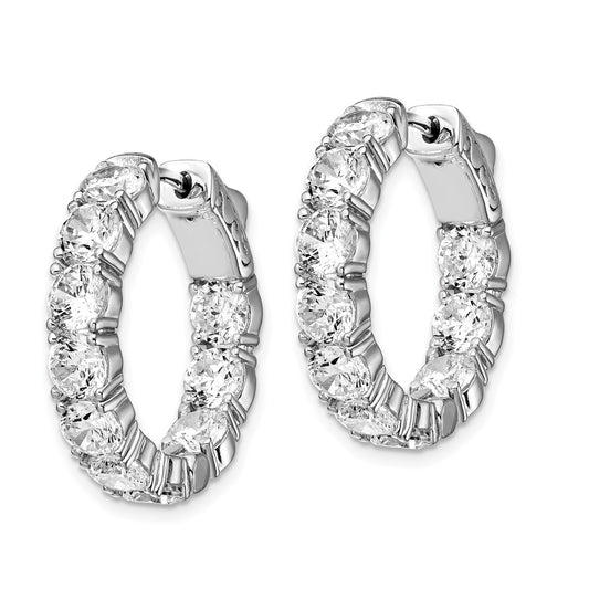 Sterling Silver Rhodium-plated 4.25mm CZ In and Out Hinged Hoop Earrings