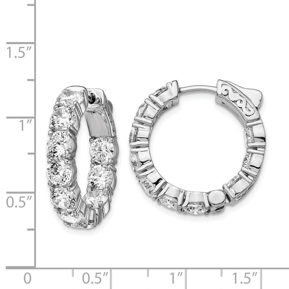 Sterling Silver Rhodium-plated 4.25mm CZ In and Out Hinged Hoop Earrings