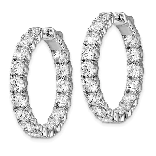 925 Sterling Silver Rhodium-plated 4.25mm CZ In and Out Hinged Hoop Earrings