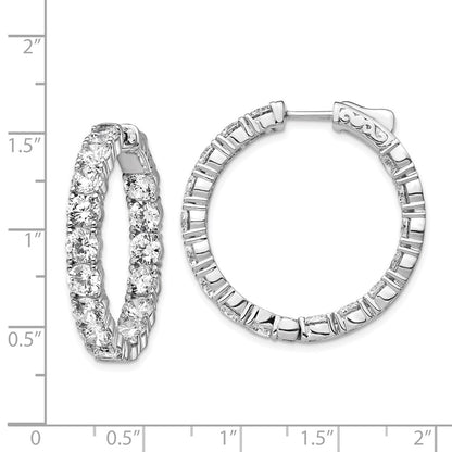 925 Sterling Silver Rhodium-plated 4.25mm CZ In and Out Hinged Hoop Earrings