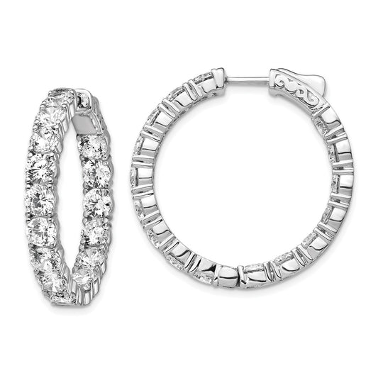 925 Sterling Silver Rhodium-plated 4.25mm CZ In and Out Hinged Hoop Earrings