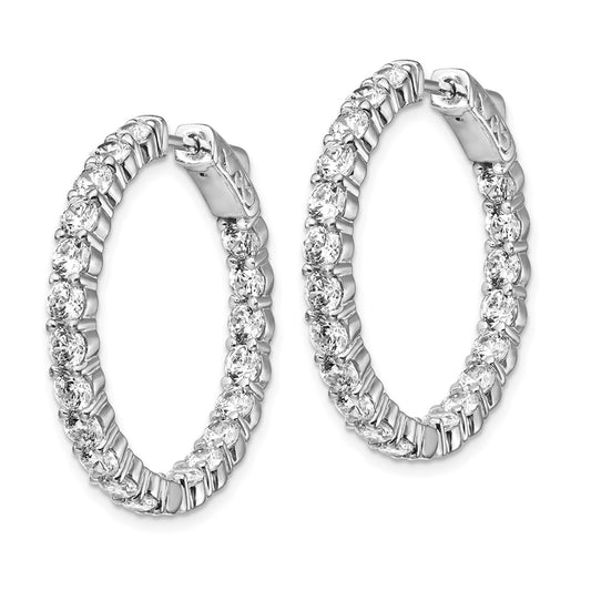 Sterling Silver Rhodium-plated 3.0mm CZ In and Out Hinged Hoop Earrings