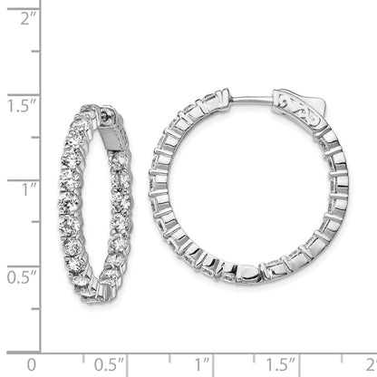 Sterling Silver Rhodium-plated 3.0mm CZ In and Out Hinged Hoop Earrings