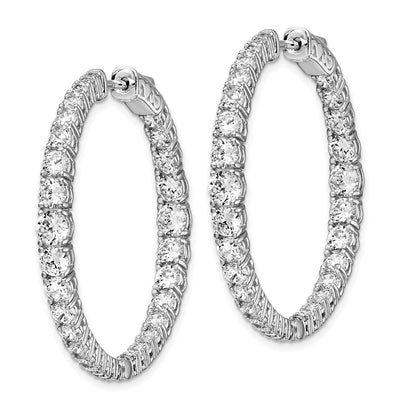 Sterling Silver Rhodium-plated 1.7-4mm Graduated CZ In and Out Hinged Hoop Earrings