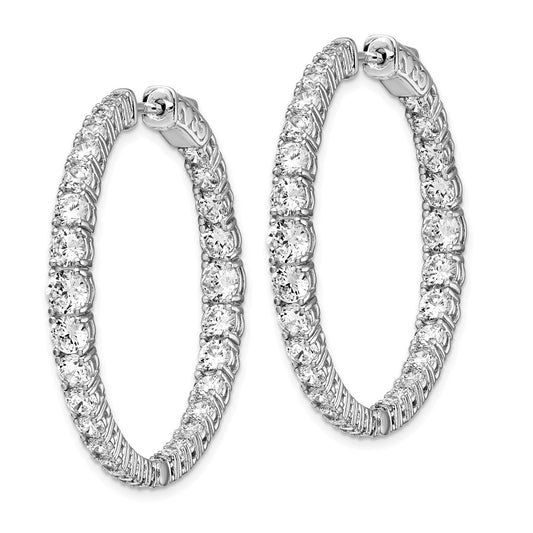 Sterling Silver Rhodium-plated 1.7-4mm Graduated CZ In and Out Hinged Hoop Earrings