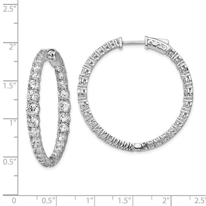 Sterling Silver Rhodium-plated 1.7-4mm Graduated CZ In and Out Hinged Hoop Earrings