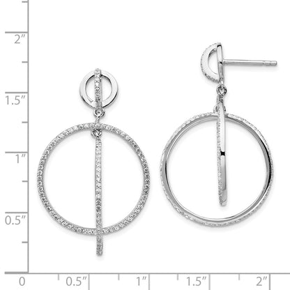 Sterling Silver Rhodium-plated CZ Circles Dangle Earrings