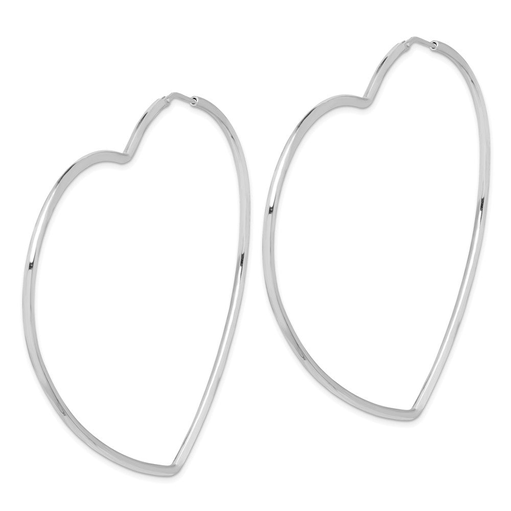925 Sterling Silver Rhodium-Plated 2mm Heart Hoop Earrings