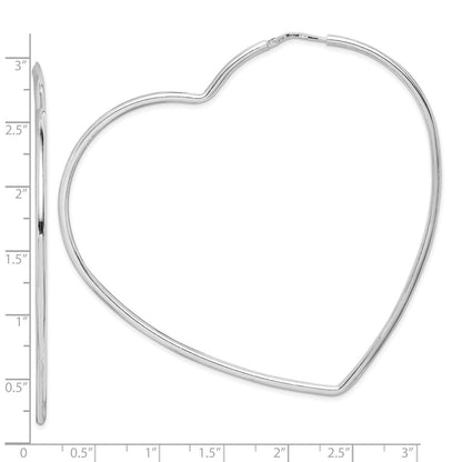 925 Sterling Silver Rhodium-Plated 2mm Heart Hoop Earrings