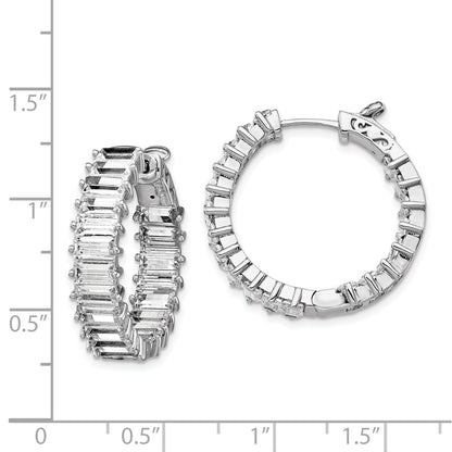Sterling Silver Rhodium-plated 2.5x5mm CZ In and Out Hinged Hoop Earrings