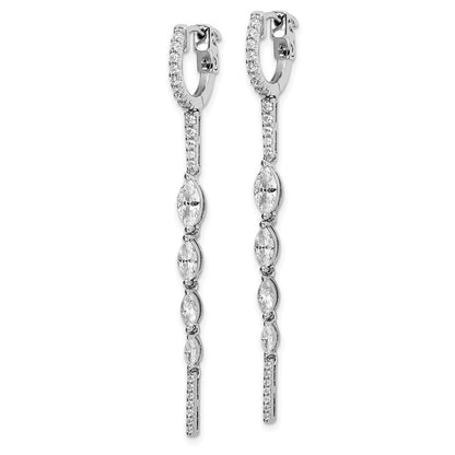 Sterling Silver Rhodium-plated CZ Fancy Dangle Hinged Earrings