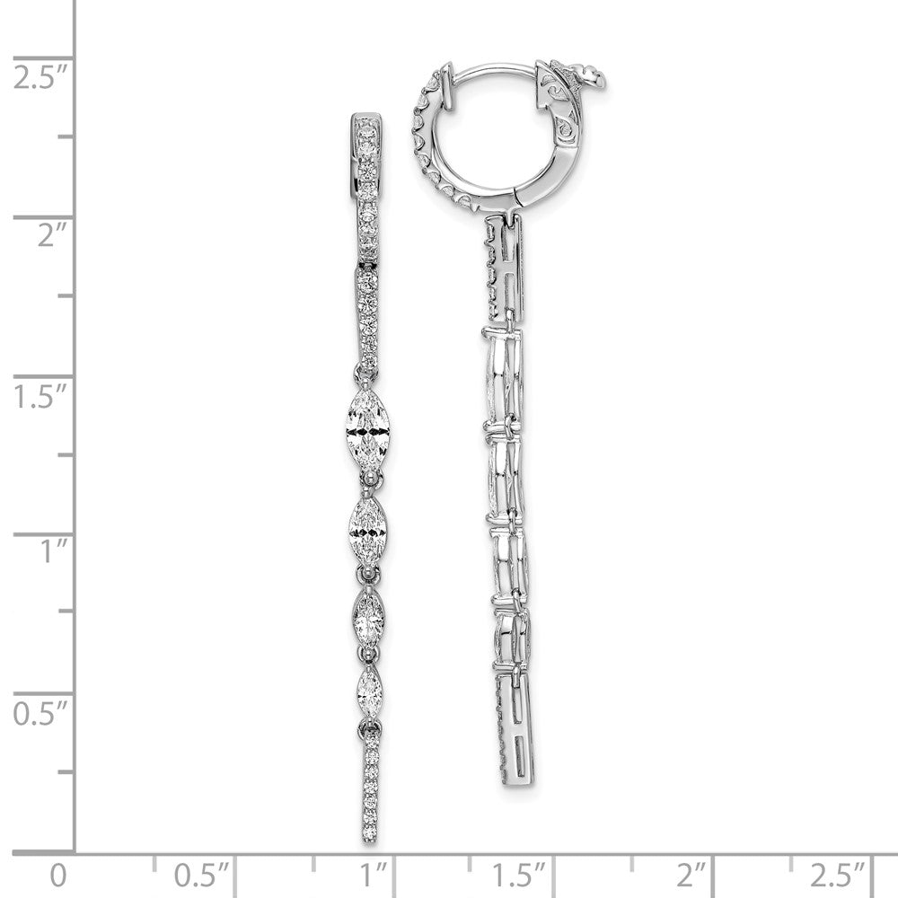 Sterling Silver Rhodium-plated CZ Fancy Dangle Hinged Earrings