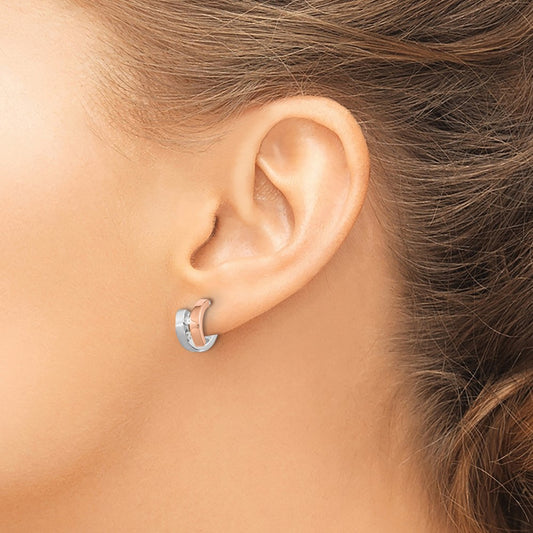 Sterling Silver Rose Gold-plated Diamond Hoop Earrings