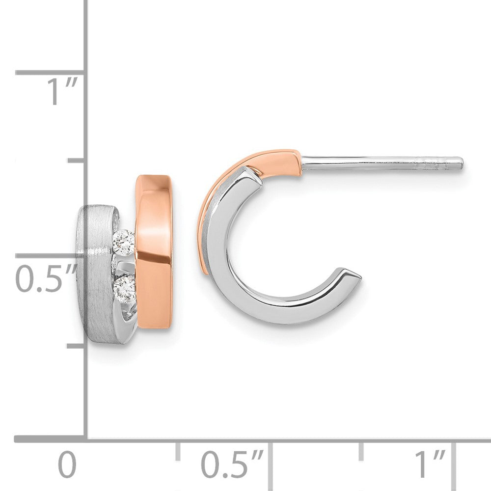 Sterling Silver Rose Gold-plated Diamond Hoop Earrings