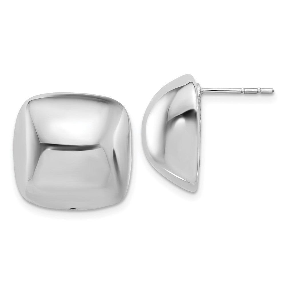 Sterling Silver Rhodium-plated Polished Square Earrings
