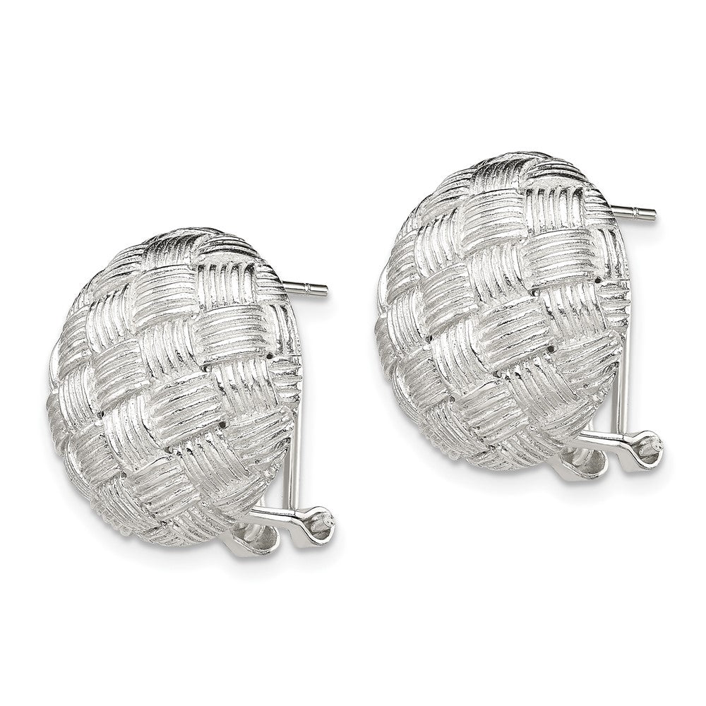 Sterling Silver Polished Woven Circle Omega Back Earrings