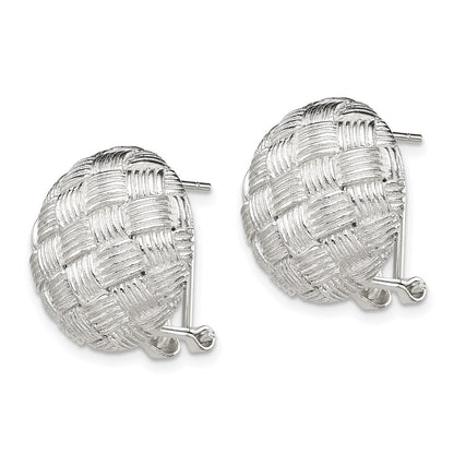 Sterling Silver Polished Woven Circle Omega Back Earrings