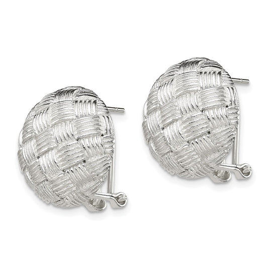 Sterling Silver Polished Woven Circle Omega Back Earrings