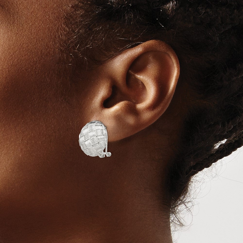 Sterling Silver Polished Woven Circle Omega Back Earrings