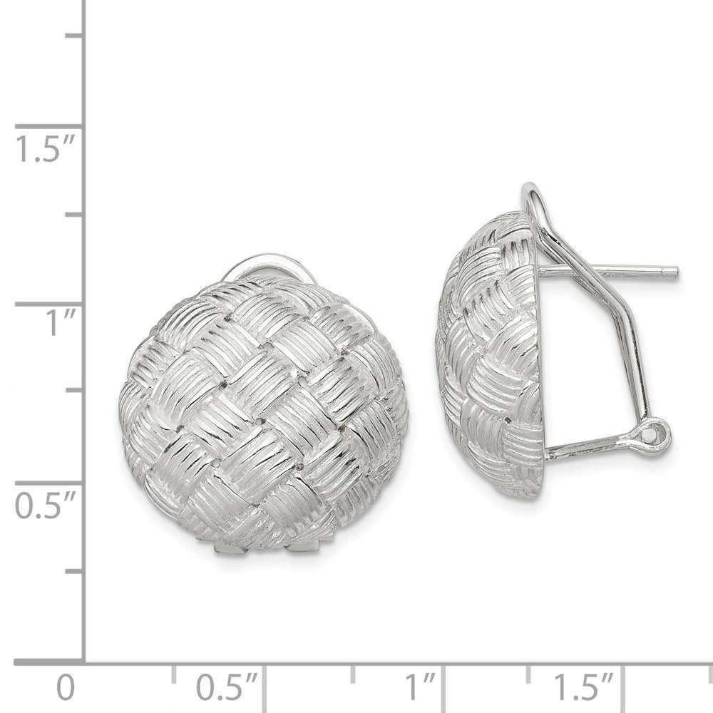 Sterling Silver Polished Woven Circle Omega Back Earrings