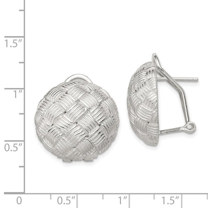Sterling Silver Polished Woven Circle Omega Back Earrings