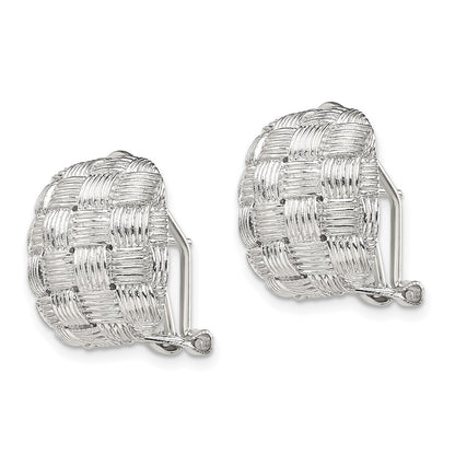 Sterling Silver Polished Woven Square Omega Back Earrings
