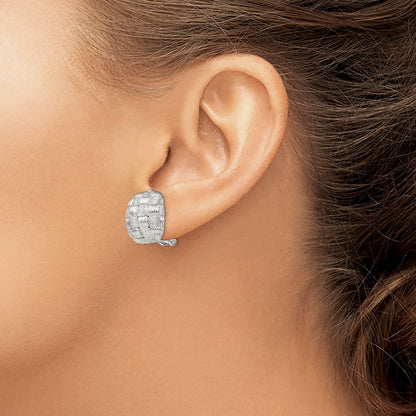 Sterling Silver Polished Woven Square Omega Back Earrings