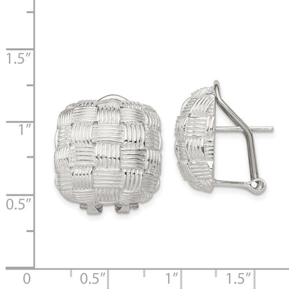 Sterling Silver Polished Woven Square Omega Back Earrings