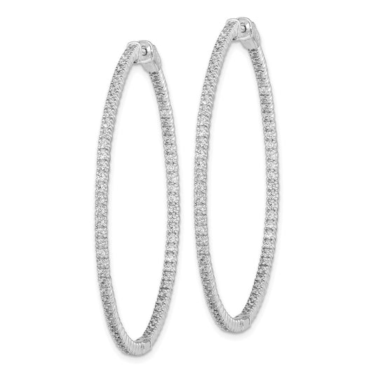 Sterling Silver Rhodium-plated 11.3mm CZ In and Out Hinged Hoop Earrings