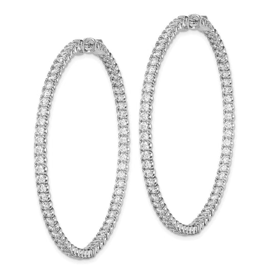 Sterling Silver Rhodium-plated 12.25mm CZ In and Out Hinged Hoop Earrings