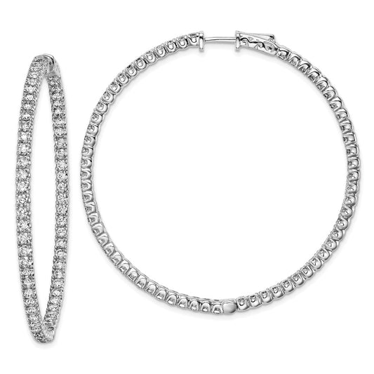 Sterling Silver Rhodium-plated 12.25mm CZ In and Out Hinged Hoop Earrings