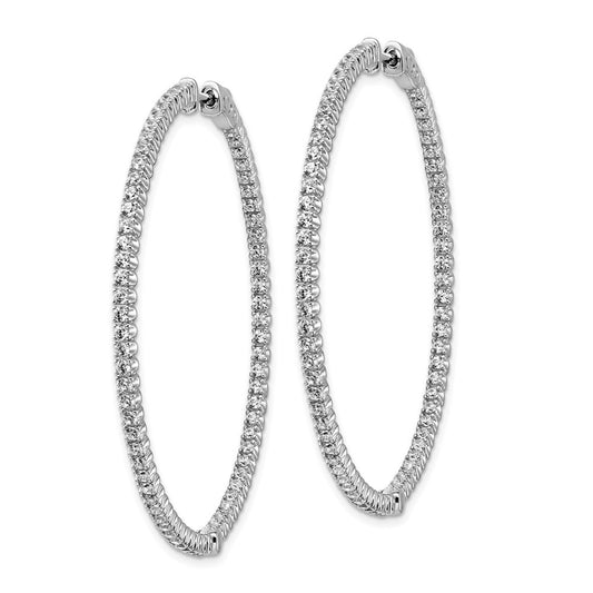 Sterling Silver Rhodium-plated 11.5mm CZ In and Out Hinged Hoop Earrings