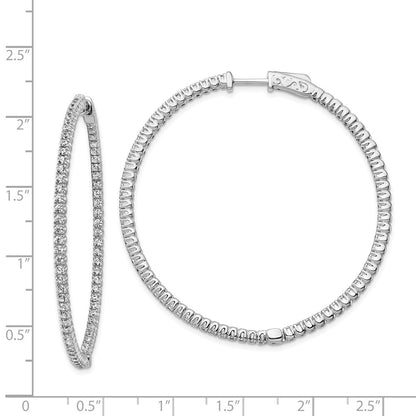 Sterling Silver Rhodium-plated 11.5mm CZ In and Out Hinged Hoop Earrings
