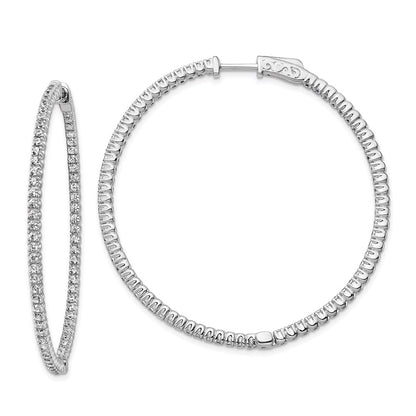 Sterling Silver Rhodium-plated 11.5mm CZ In and Out Hinged Hoop Earrings