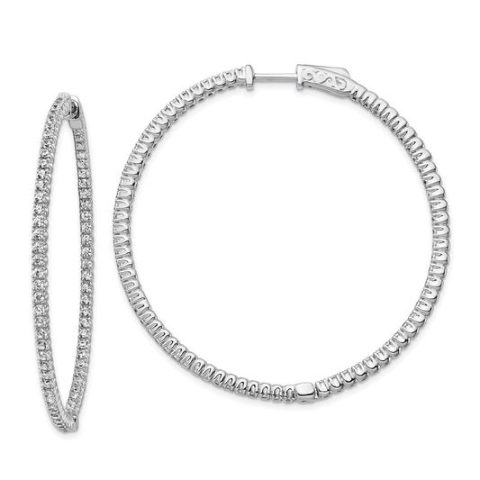 Sterling Silver Rhodium-plated 11.5mm CZ In and Out Hinged Hoop Earrings