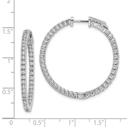 Sterling Silver Rhodium-plated 1.75mm CZ In and Out Hinged Hoop Earrings