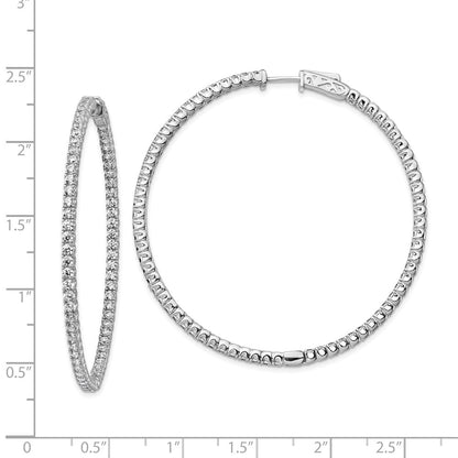 Sterling Silver Rhodium-plated 12mm CZ In and Out Hinged Hoop Earrings